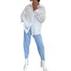 thumbnail image 4 of Txlixc Blusa de mujer pluma de manga larga solapa blusa casual suelta Txlixc moda, 4 of 7