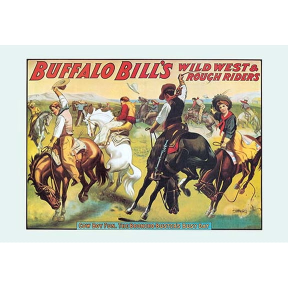Buffalo Bill: Cowboy Fun - The Bronco Busters Busy Day Fine art canvas print (20" x 30")
