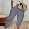 thumbnail image 2 of Wlynlyn Cotton Linen Shorts for Women Drawstring Elastic Waist Summer Casual Loose Fitted Knee Length Shorts with Pockets, 2 of 6