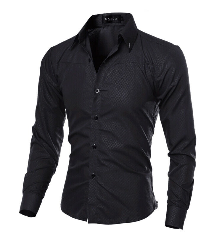 Mens Long Sleeve Shirt Button Up Smart 