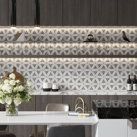 Stellare 9 x 10 in. Polished, Honed White, Gray Marble Mosaic Kaleidoscopic Wall and Floor Tile (3.14 sq ft/case) - 5 Pack