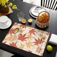thumbnail image 2 of Napperons Rectangulaires Feuilles d'Érable d'Automne 4 Pcs Récolte de l'Action de Grâce Automne Durables en Lin 12 X 18 Pouces Modes de Vacances pour Table de Cuisine, 2 of 5
