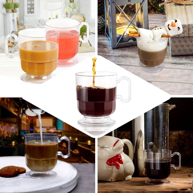 Efavormart 10 Pack - 5oz Plastic Disposable Coffee Cup, Espresso Cups With  Handle for Cappuccino, Tea Smoothie Mugs Iced Cold Drinks - Walmart.com