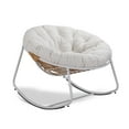 thumbnail image 6 of Outdoor Rocking Chair, Indoor & Outdoor Comfy Oversized Papasan Chair with Padded Cushion, Oversized Metal Frame Egg Chair for Living Room, Patio, Front Porch, Backyard,White Teddy roll, 6 of 6