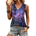 thumbnail image 2 of Womens Tank Tops Summer Sleeveless Loose Fit Tops V Neck Pleated Shirts Basic Tees Dressy Casual Trendy Clothes, 2 of 6