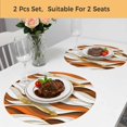 thumbnail image 5 of Burnt Orange White Moire Round 13 Inch Placemats Set of 2, Modern Abstract Art HeatResistant Non Slip Place Mats for Dining Table, Wipeable Braided Kitchen Table Mats for Housewarming, 5 of 9