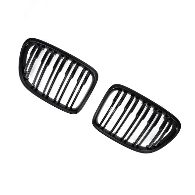 Rejilla del parachoques delantero superior Unique Bargains No.51112993305 para BMW X1 E84 09-15, negro brillante, doble lamas, 1 par