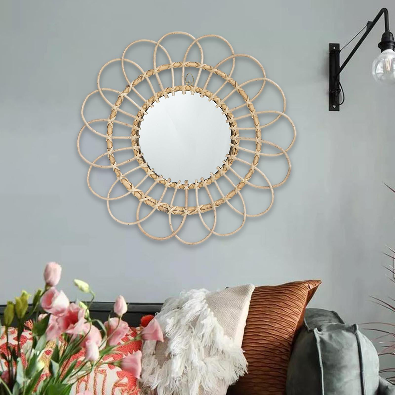 Decorative Round Mirror, Mirror Work, for Living Room, for Bathroom, Wall  Decor Item, Handmade Artwork, Gifting Item, Hand-painted Artwork 