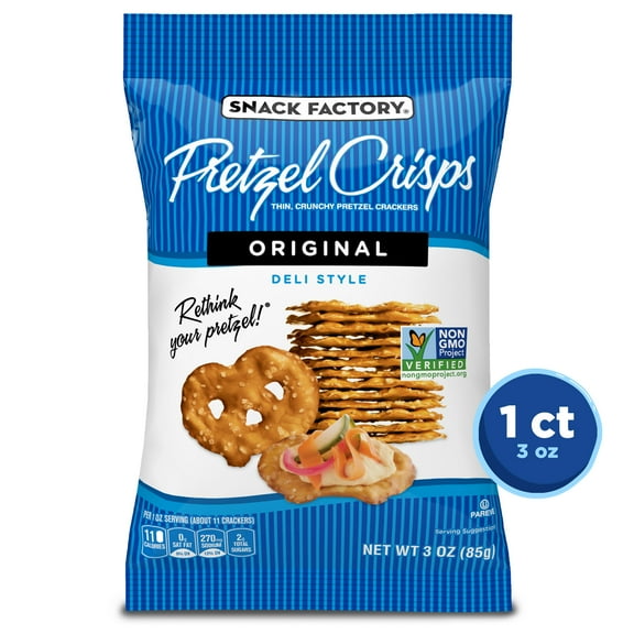 Snack Factory Pretzel Crisps, Original, on-the-Go Bag, 3 oz