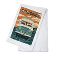 thumbnail image 1 of California, Letterpress, Camper Van (100% Cotton Tea Towel, Decorative Hand Towel, Kitchen and Home), 1 of 3