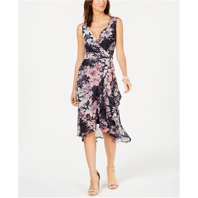 Vestido cruzado Floral Connected Apparel para mujer azul 8