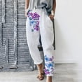 thumbnail image 2 of Pantalons d'Été à Imprimé Floral Décontractés Boho pour Femmes, Mode Confortable Taille Élastique Fuselée avec Poches, 2 of 5