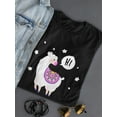 thumbnail image 3 of Cute Fluffy Llama Saying Hi T-Shirt Women -Image by Shutterstock, Female x-Large, 3 of 4