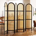 thumbnail image 5 of Room Dividers and Folding Privacy Screens, 5.6 Ft Double Hinged Rattan Partition Freestanding Wall Room Divider for Home - 6 Panels (Black), 5 of 18
