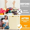 thumbnail image 5 of SpaceAid Double Laundry Hamper 2 Section with Lid and Removable Laundry Bags, 160L Clothes Basket, Beige, 5 of 7