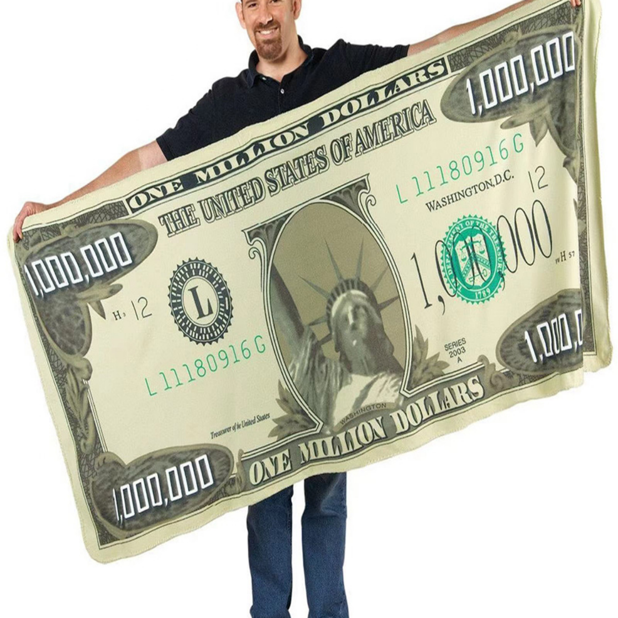 IMMEKEY Million Dollar Bill Novelty Blanket Throw, 40" x 59"Gray