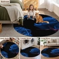 thumbnail image 5 of Round Area Rugs Collection 3 Ft, Blue Rose Non-Slip Residential Carpet, Vintage Abstract Garden Flower Floral Black Indoor Crawling Mats Doormat Runner Rugs Play Mat for Bedroom, 5 of 8