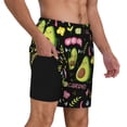 thumbnail image 3 of Picia Avocado Work Out pattern Mens Swim Trunks with Compression Liner Stretch Beach Shorts Quick Dry with Zipper Pockets No-Chafing Board Shorts-Small, 3 of 9
