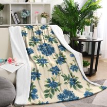 Blue Floral Pattern Blanket,Comfortable Soft Flannel Throw Blanket,All Season,Warm Lightweight Blankets for Sofa Bed Couch Living Room Chair,40"x50"(100x130cm)