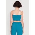 thumbnail image 5 of Womens Stylish Contrast Trim Cropped Cami with Varsity Stripes, 5 of 5