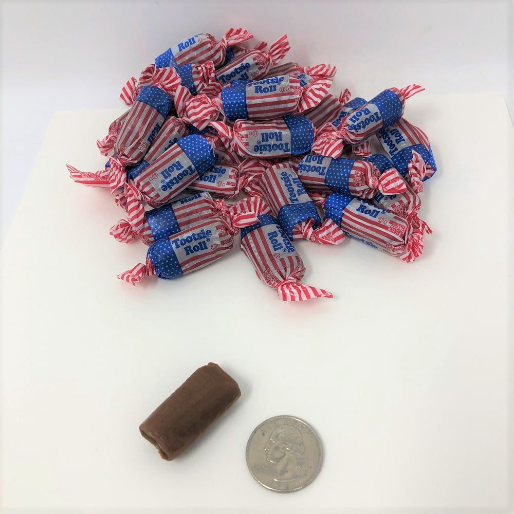 Patriotic Tootsie Rolls Midgee Flag Wrapped 2 pound Tootsie Rolls bulk
