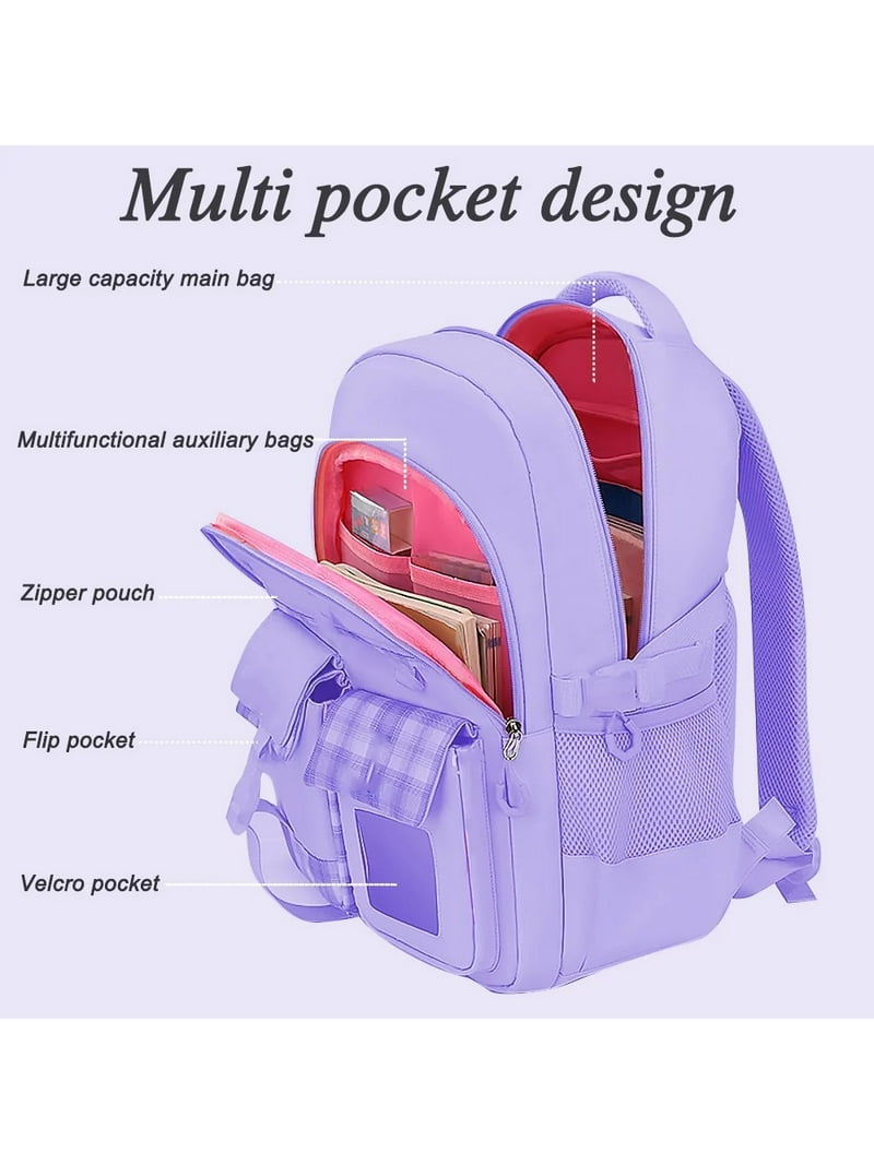 Aursear Purple Lightweight Youth Backpack, Ergonomic Design, Large