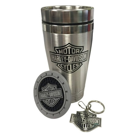 - Harley-Davidson Bar & Shield Auto Travel Set, Travel Mug, Key Chain & Coaster, Harley Davidson