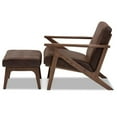 thumbnail image 4 of Bowery Hill Mid-Century Wood/Faux Leather Accent Arm Chair with Ottoman in Brown, 4 of 8