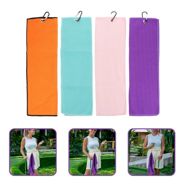 WESIEVYA 4Pcs Breathable Golfing Towels Polyester Material Highly Absorbent and Durable Assorted Colors