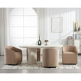 thumbnail image 4 of Guyou Velvet Barrel Chairs, 24.5" Wide Accent Chairs for Living Room & Dining Room, Genuine Leather Lounge Chairs, Khaki, 4 of 8