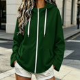 thumbnail image 2 of DJDLJWCJ Women's Full Zip Hoodies Loose Fit Long Sleeve Hoodie Sweatshirts Solid Color Lightweight Hooded Jacket Army Green Size S, 2 of 7