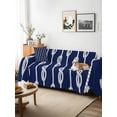 thumbnail image 3 of Navy Blue Knot Couch Cover for 2 Cushion Couch, Nautical Striped Monochrome Ocean Washable Love Seat Sofa Covers Slipcover, Throw Sofa Covers for Pets, Furniture Protector 71"x102", 3 of 9