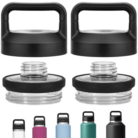 2PCS Replacement for YETI Lid Chug Cap Rambler Bottle, Screw Top Lid Replacement Fits for 18oz/ 26oz/ 36oz/ 64oz Cap Cover Water Bottle Parts Accessorie