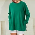thumbnail image 2 of Women's Crew Neck Sweatshirt Loose Fit Oversized Pullover With Zippered Side Slits Long Sleeved Tops For Fall Fashion, 2 of 5