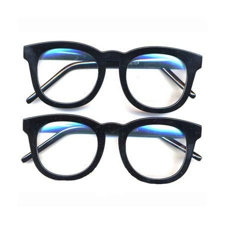 Black Rounded Thick Frame Clear Glasses  Johnny Depp Sunglasses Round Lens Nerd