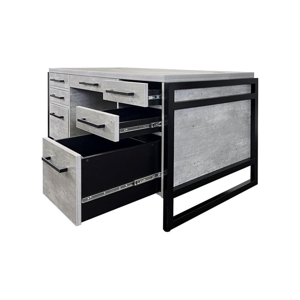 Modern Wood Laminate Double Pedestal Executive Desk Concrete Gray