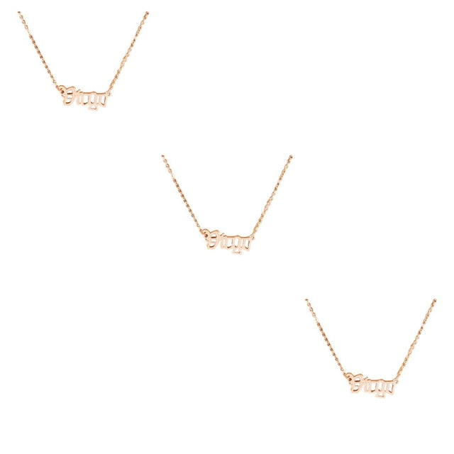 Collar de constelaciones tema zodiaco Qarigey con tarjeta de exhibición colgante oro rosa Virgo