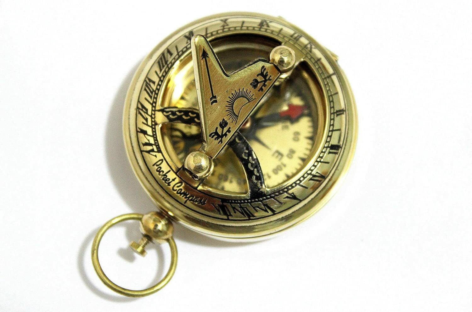 Antique Nautical Directional Magnetic Sundial Brass Compass, Best Gift For Him