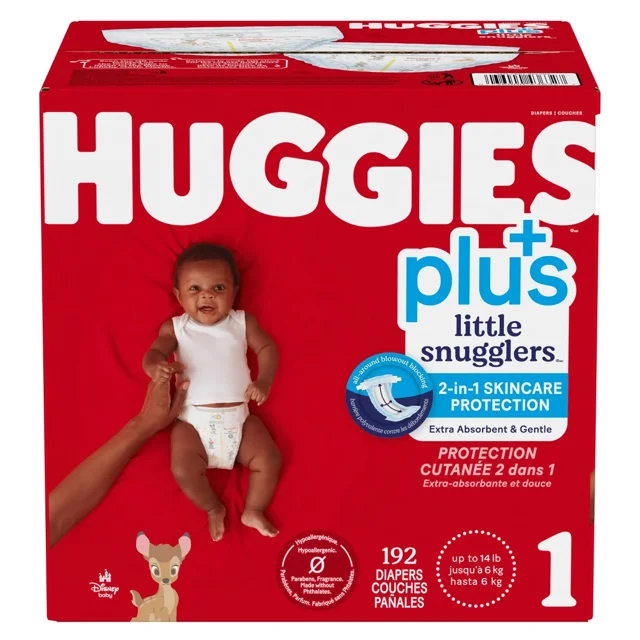 Huggies Little Snugglers Plus Diapers, Sizes 1