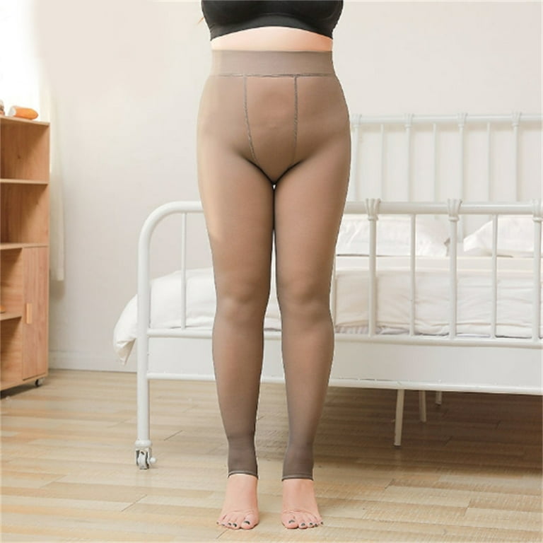 Fake Warm Translucent Pantyhose Stretchy High Waist Sheer Solid