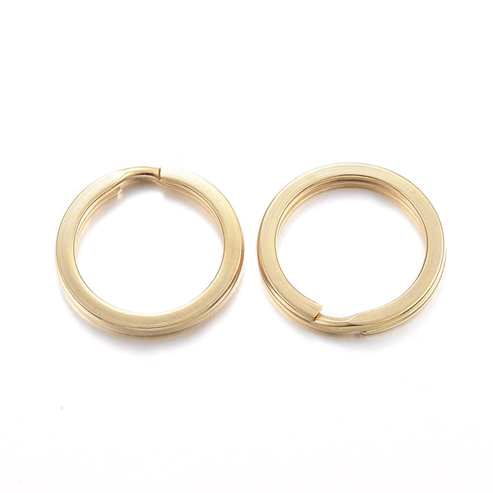 100pcs Ion Plating(IP) 304 Stainless Steel Split Key Rings Keychain Clasp Findings Golden 20x2mm Inner Diameter: 16mm