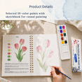 thumbnail image 6 of OUCLEYE Watercolor Workbook for Beginners, 300gsm Watercolor Paper Watercolor Painting Practice Book with 10 Colors Solid Pigment Paint Set and Painting Brush, 3 Themes for Adults New Painters, 6 of 8