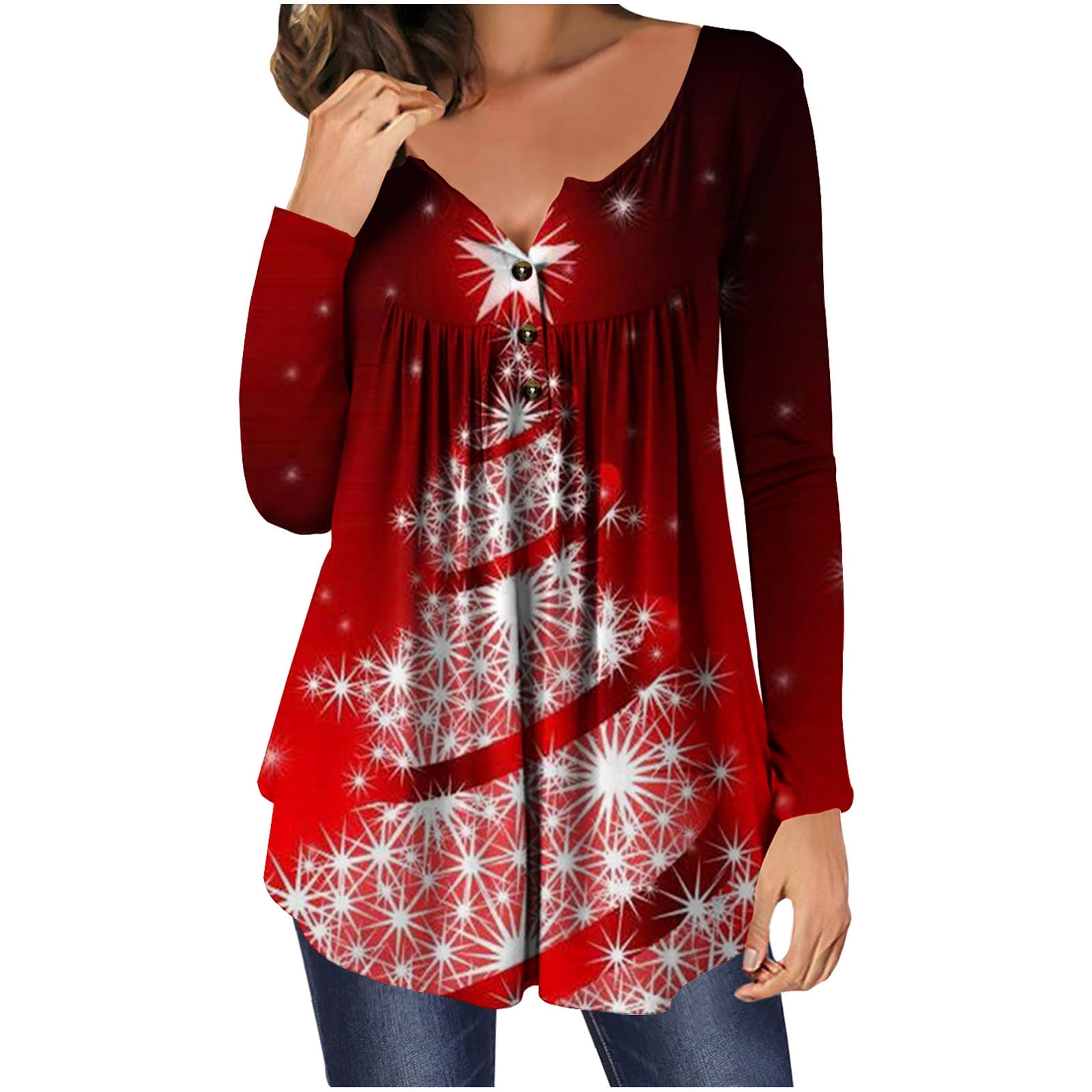 womens red tunic tops for leggings