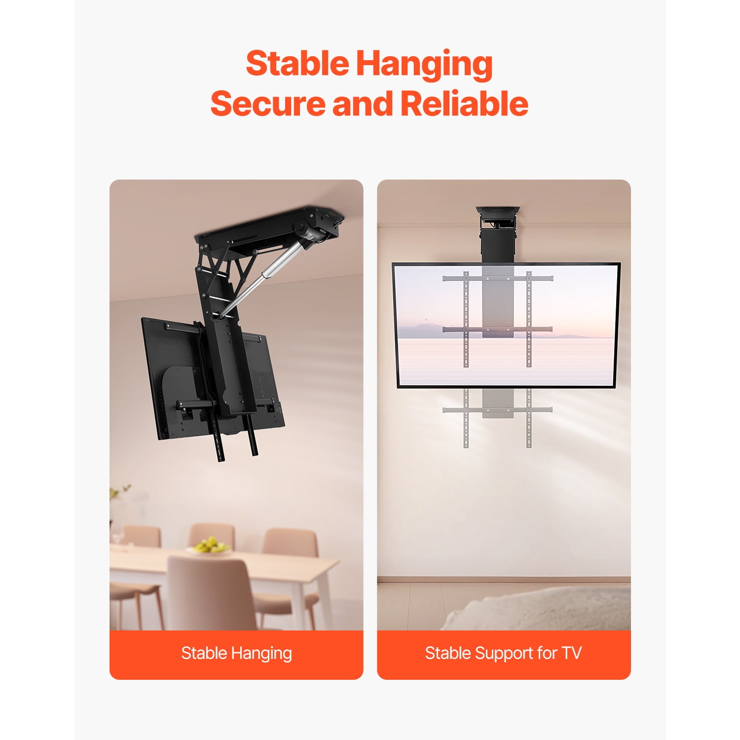 KFFKFF Automated Ceiling TV Holder, TV Wall Holder for 32 to 70 Inch TV, Electrically Modifiable Ceiling TV Holder, Automated Fold Down TV Holder Bracket with Max VESA 24 x 24 in