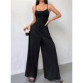 thumbnail image 5 of Women's Wide Leg Spaghetti Strap One Piece Baggy Pants Outfit Jumpsuit Romper for Summer Black L, 5 of 8