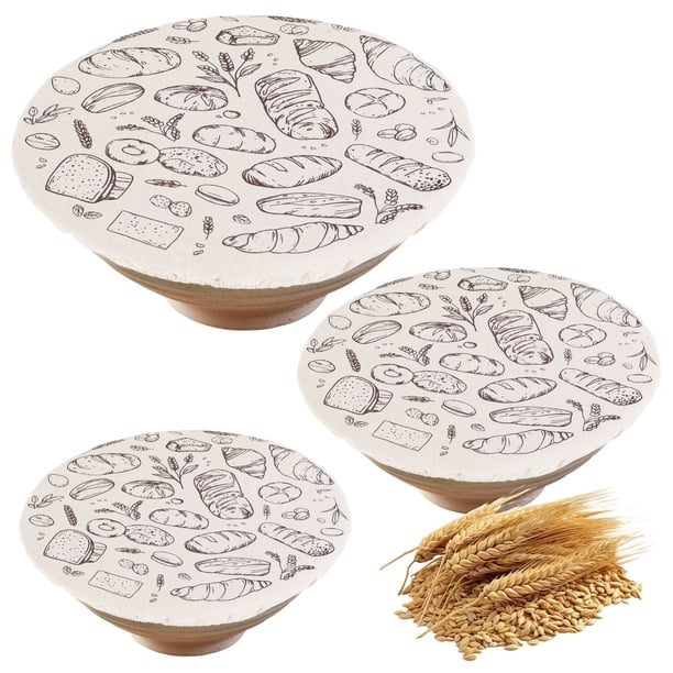 3 Pzas de Cubierta de Tazón de Tela Reutilizable, Colección Lavable a Máquina, Tela de Lino y Algodón Lavable con Funda Elástica para Masa Madre, Fermentación de Masa y Almacenamiento de Alimentos