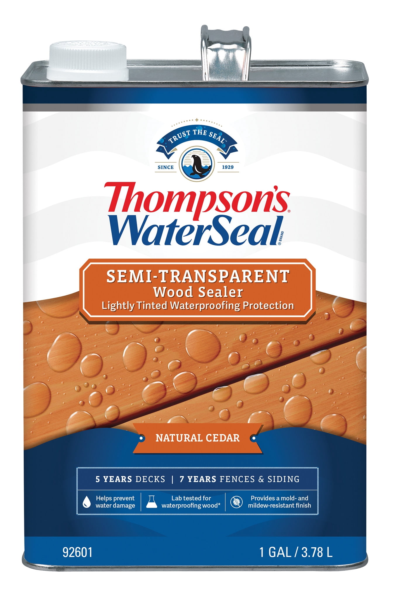 Thompson's WaterSeal Semi-Transparent Natural Cedar Wood Sealer, 1 Gallon
