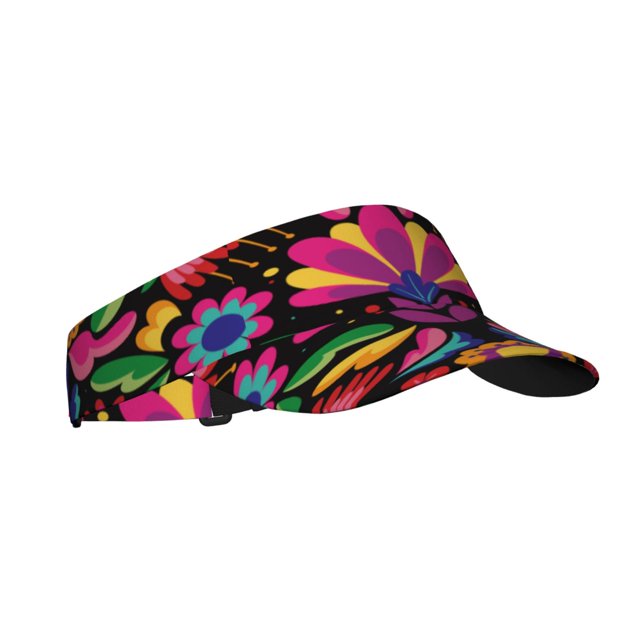 Fotbe Colorful Floral Embroidery Mexican Visera Deportiva con Diseño, Gorra Abierta Ajustable de Algodón para Mujer y Hombre