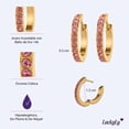 thumbnail image 4 of Aretes Mujer Oro 14k tipo Arracadas,  LuckyLy Acero Inoxidable con Baño Oro 14k y Zirconia Cúbica – Joyería para Mujer Ideal como Regalos para Mujer Cumpleaños y Regalos para Mamá, Modelo Sari rosa, 4 of 5