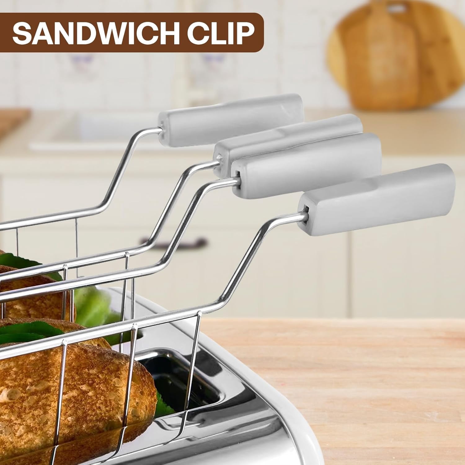 ABCISI Toast Slice Holder, Toaster Warming Rack, Practical Stainless Steel Kitchen Tool Sandwich Cage Bread Toast Rack for Baking Home, Gray